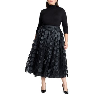 ELOQUII Women's Dimensional Dot Tulle Maxi Skirt
