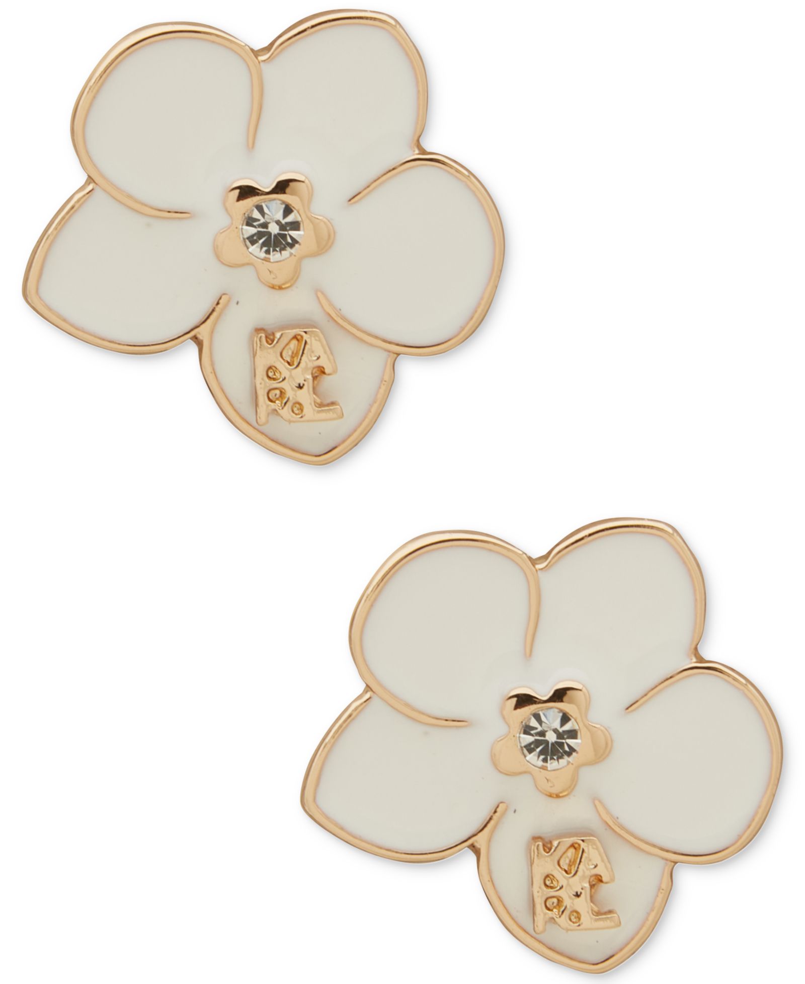 KARL LAGERFELD PARIS Glass Stone Orchid Stud Earrings