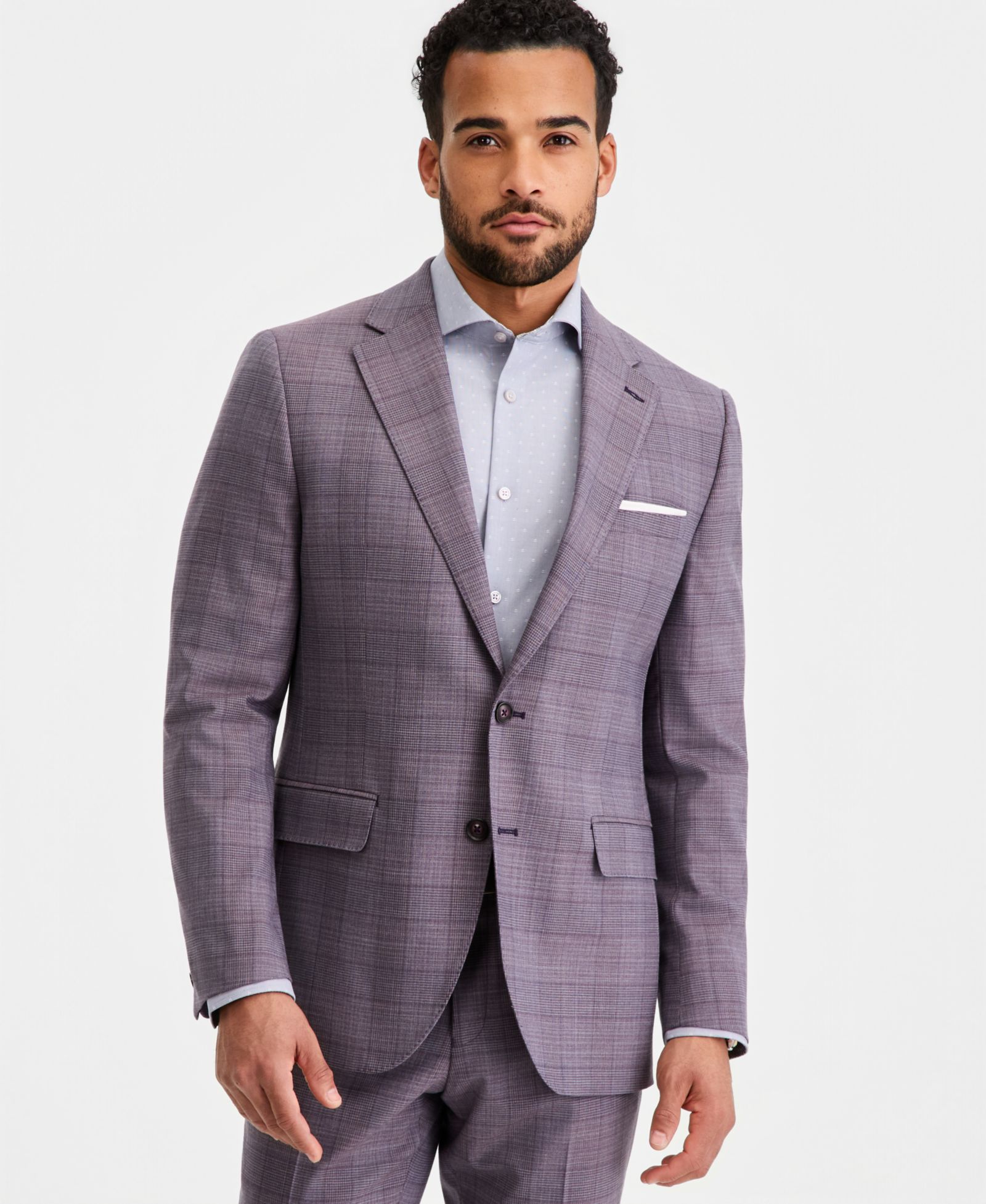 Ted by Ted Baker Мужской пиджак из смесовой шерсти Modern-Fit фиолетовый в клетку