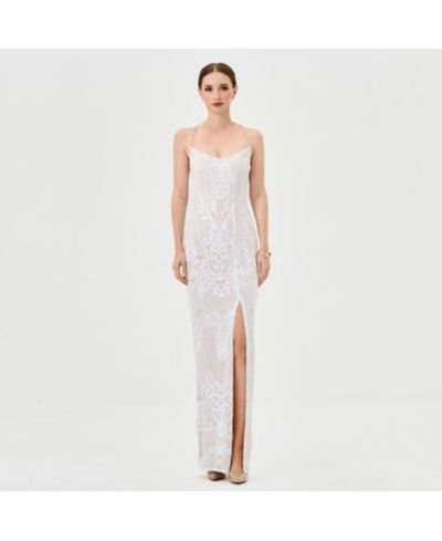 BARIANO Women's Sera Strappy Back Sequin Gown