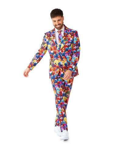 Мужской официальный костюм OppoSuits Sesame Street, приталенный, разноцветный