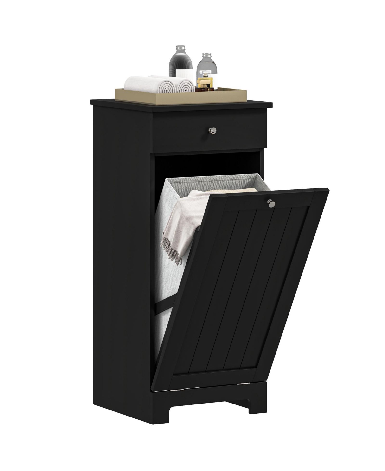 HOMCOM Tilt Out Laundry Hamper, Laundry Hamper Cabinet with Drawer