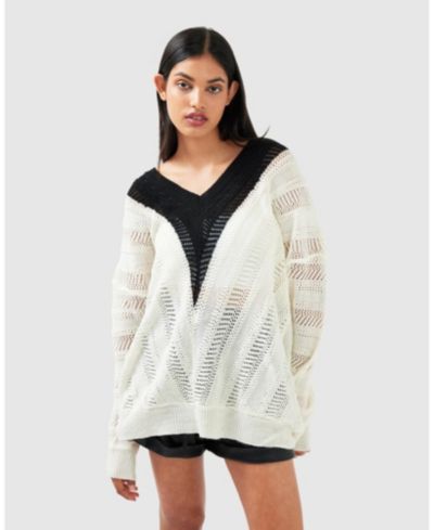 Женский вязаный джемпер Belle & Bloom This Moment Oversized V-Neck