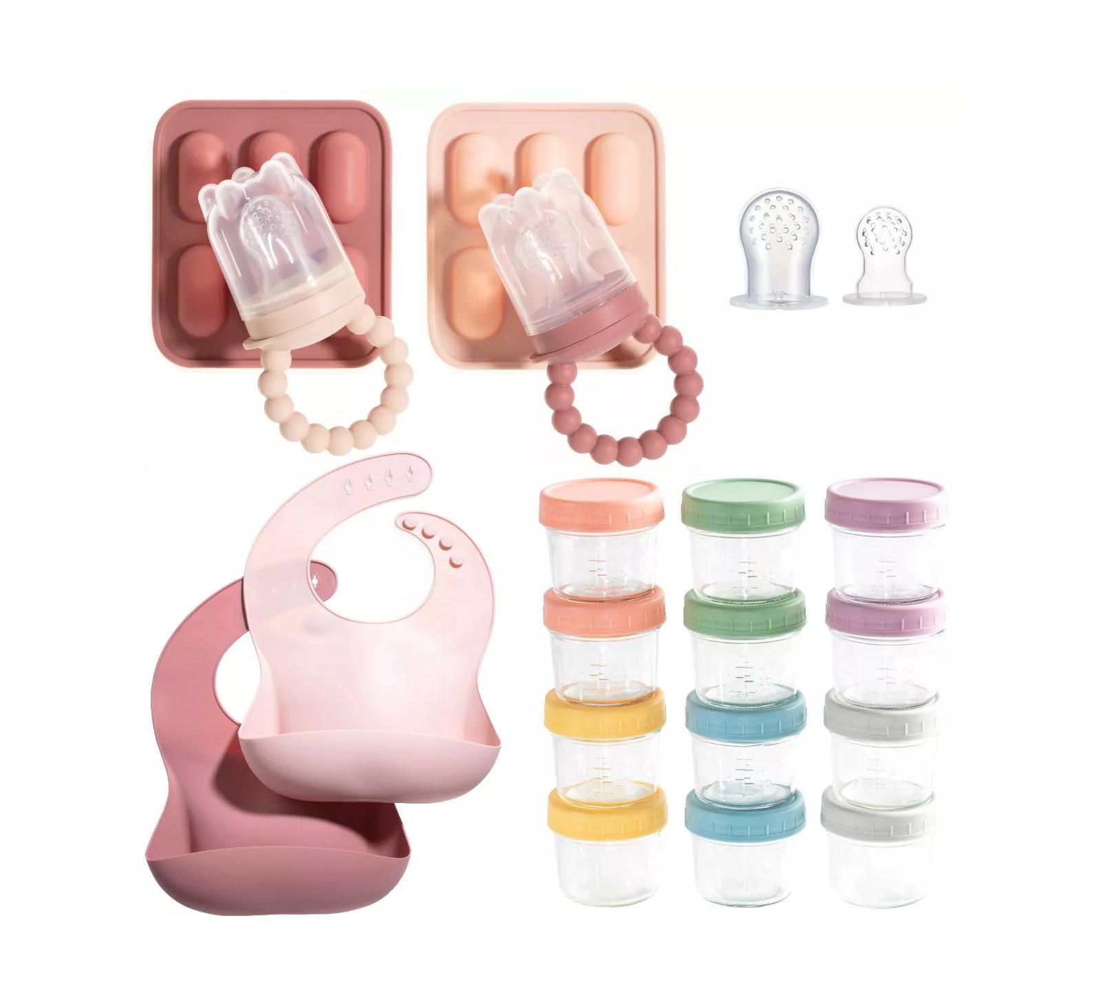 Sperric Baby Feeding Set - Fruit Feeders, Silicone Bibs and Baby Spoons for Self-Feeding- First Stage Baby Must-Haves, Gum-Friendly, BPA-Free
