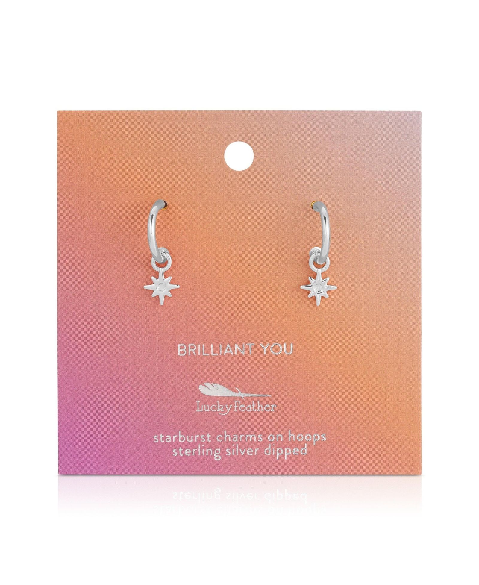 Серьги Lucky Feather Hoops with Drop - Starburst BRILLIANT