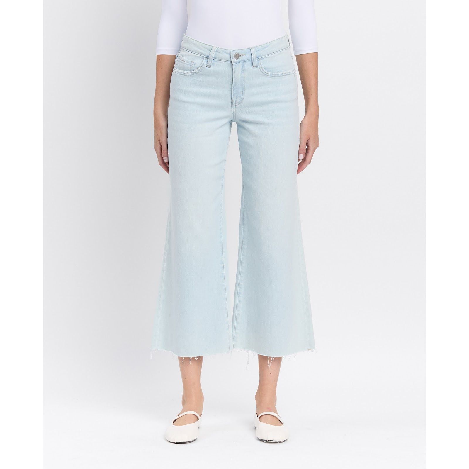 Vervet Women's High Rise Crop Wide Leg Jeans
