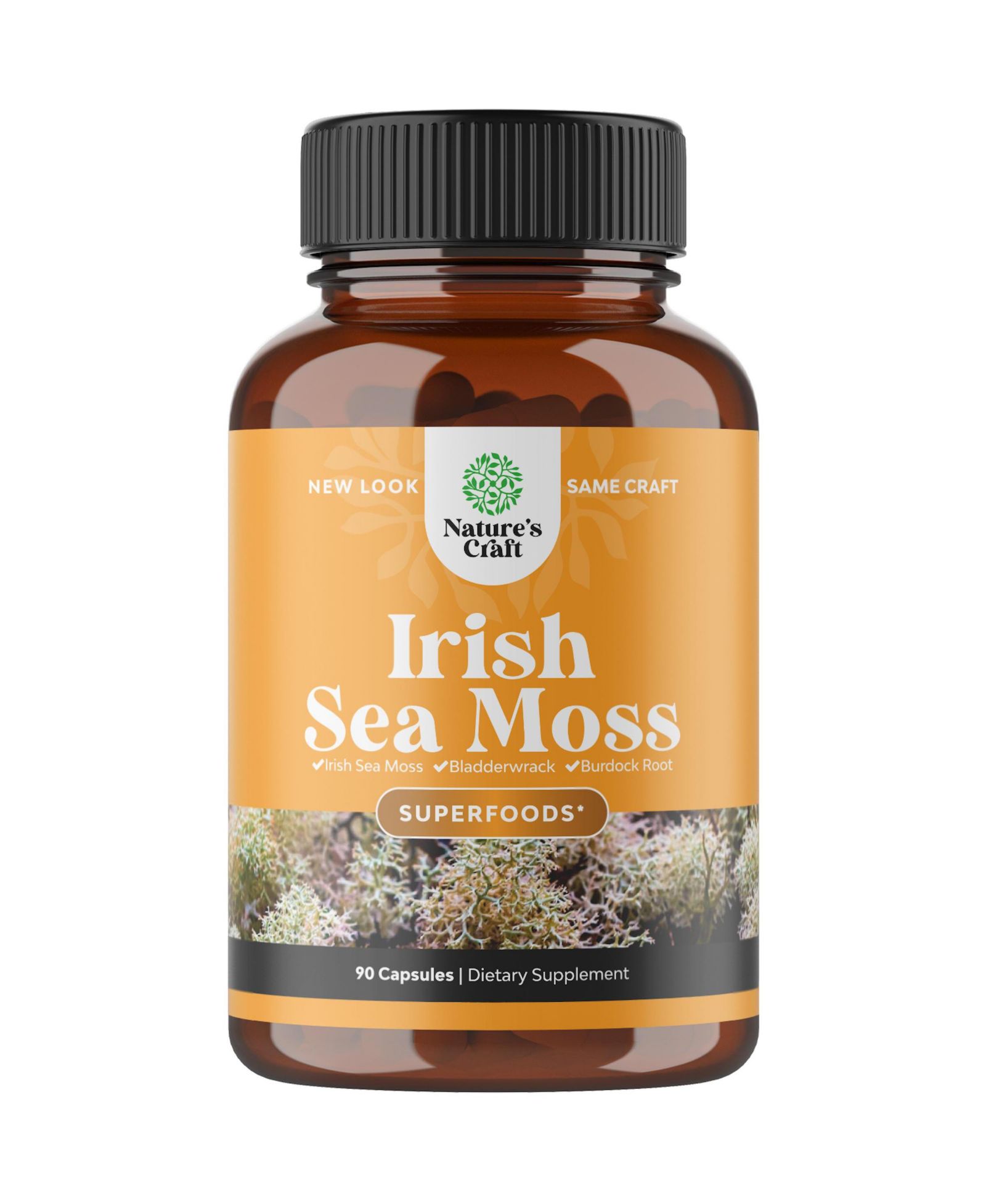 Nature's Craft капсулы Irish Sea Moss, Sea Moss и Bladderwrack, 90 капсул