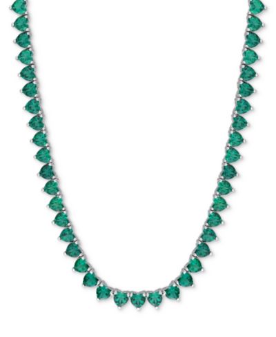 Колье с изумрудом Lab Grown Emerald 18" в Sterling Silver