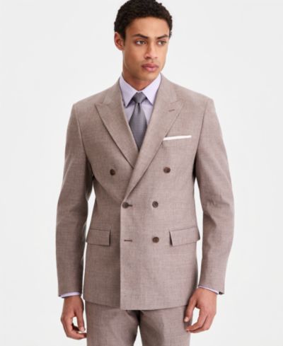 Calvin Klein Men's Slim-Fit Double-Breasted Linen-Blend Suit Separates Jacket