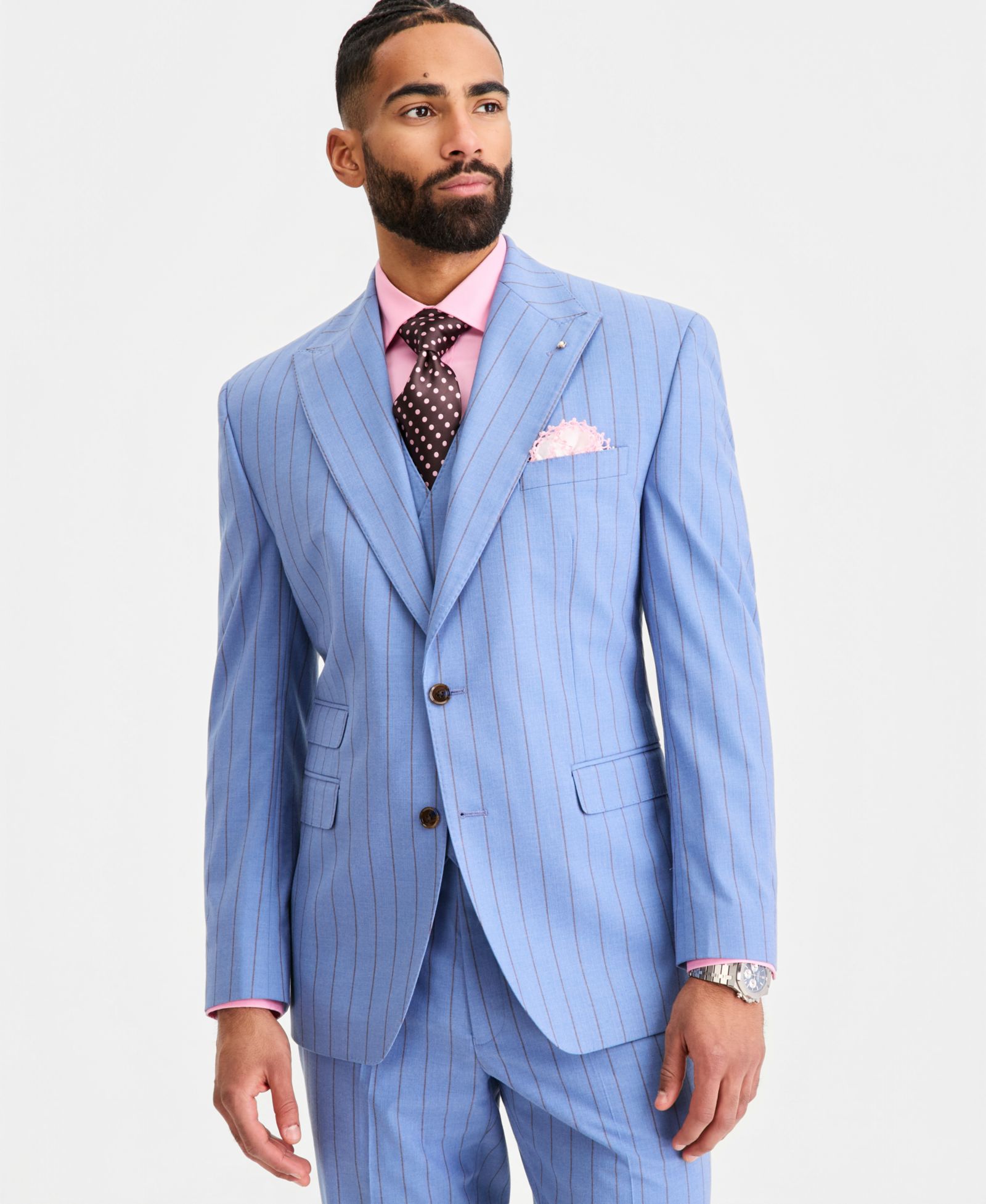 Мужская пиджак Tayion Collection Classic-Fit Blue Pinstripe Suit Separates