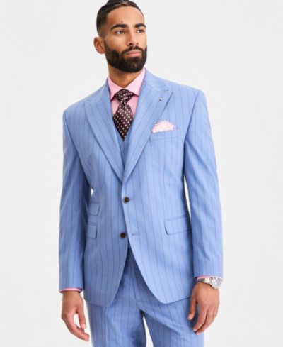 Tayion Collection Men's Classic-Fit Blue Pinstripe Suit Separates Jacket