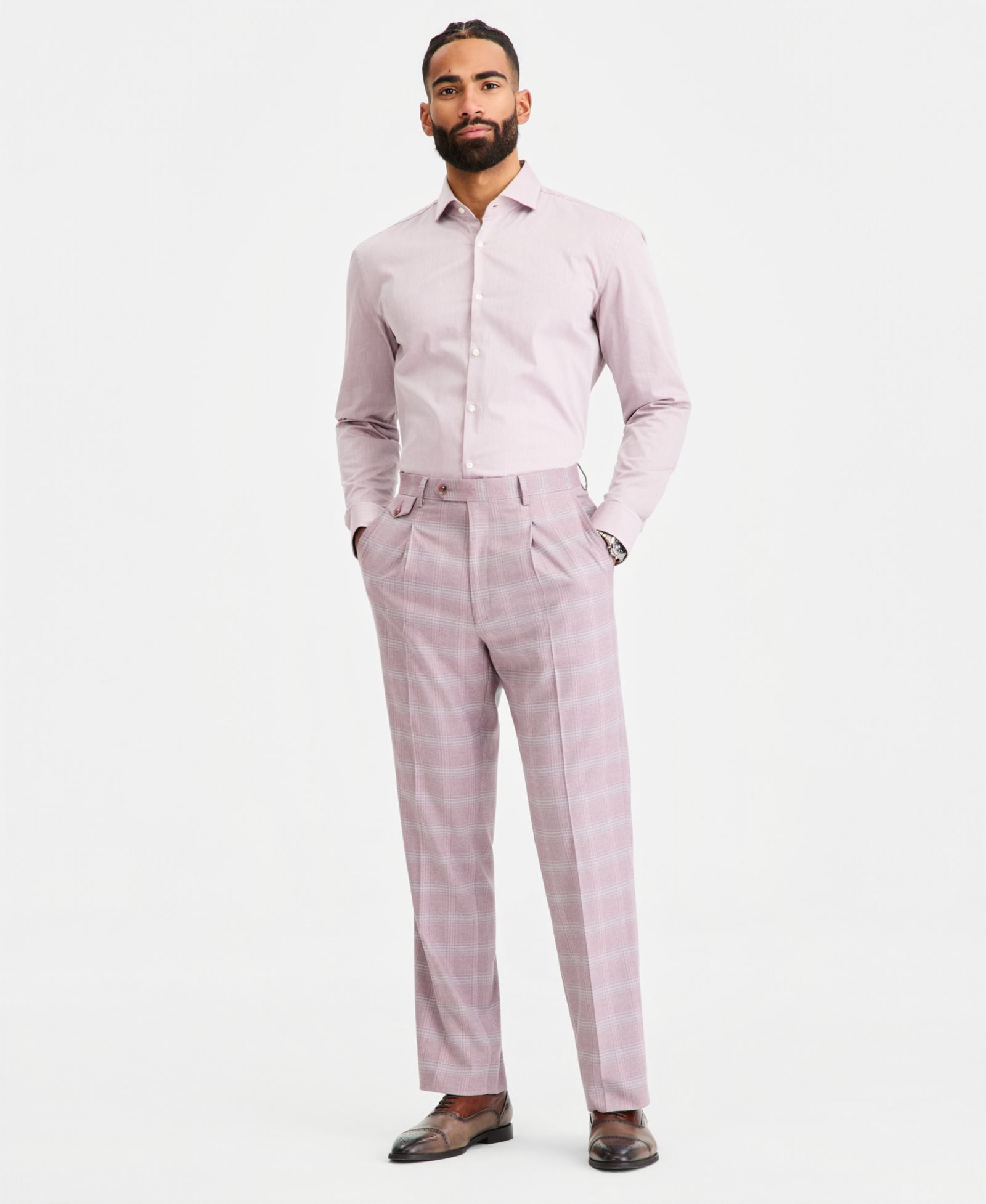 Tayion Collection Мужские брюки Classic-Fit Dusty Rose