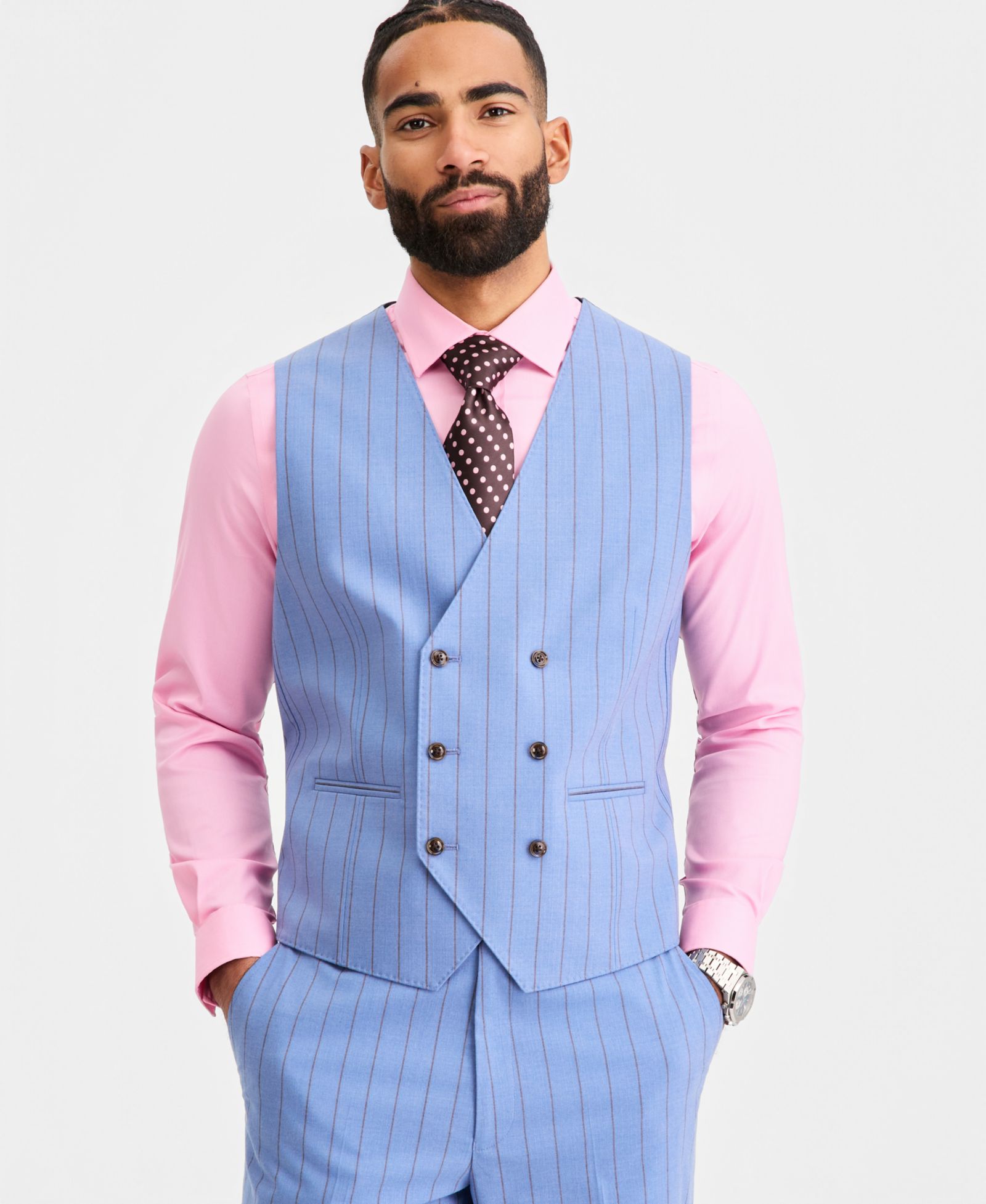 Мужской классический жилет Tayion Collection Blue Pinstripe