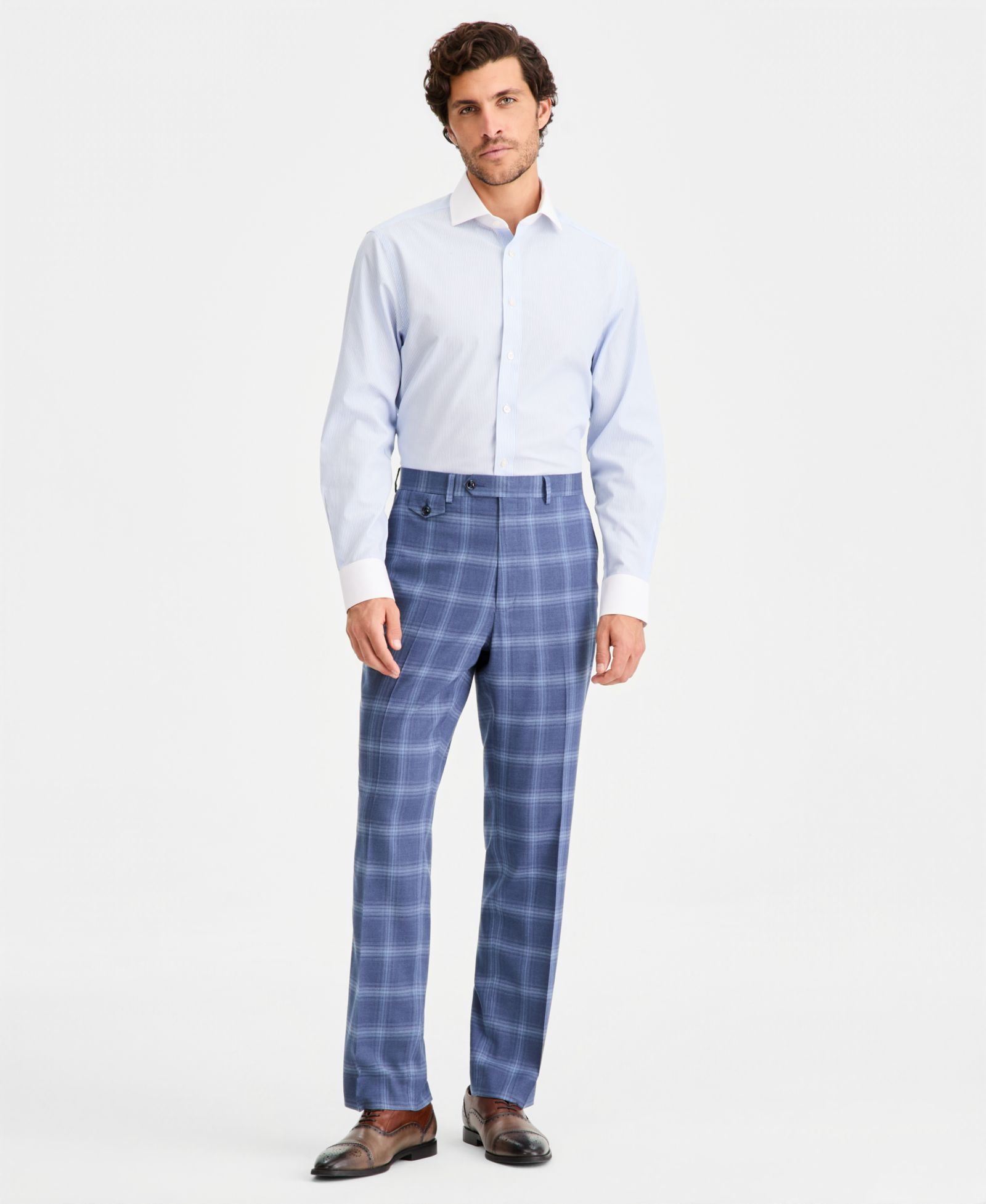Tayion Collection Men's Classic-Fit Navy Windowpane Suit Separates Pants