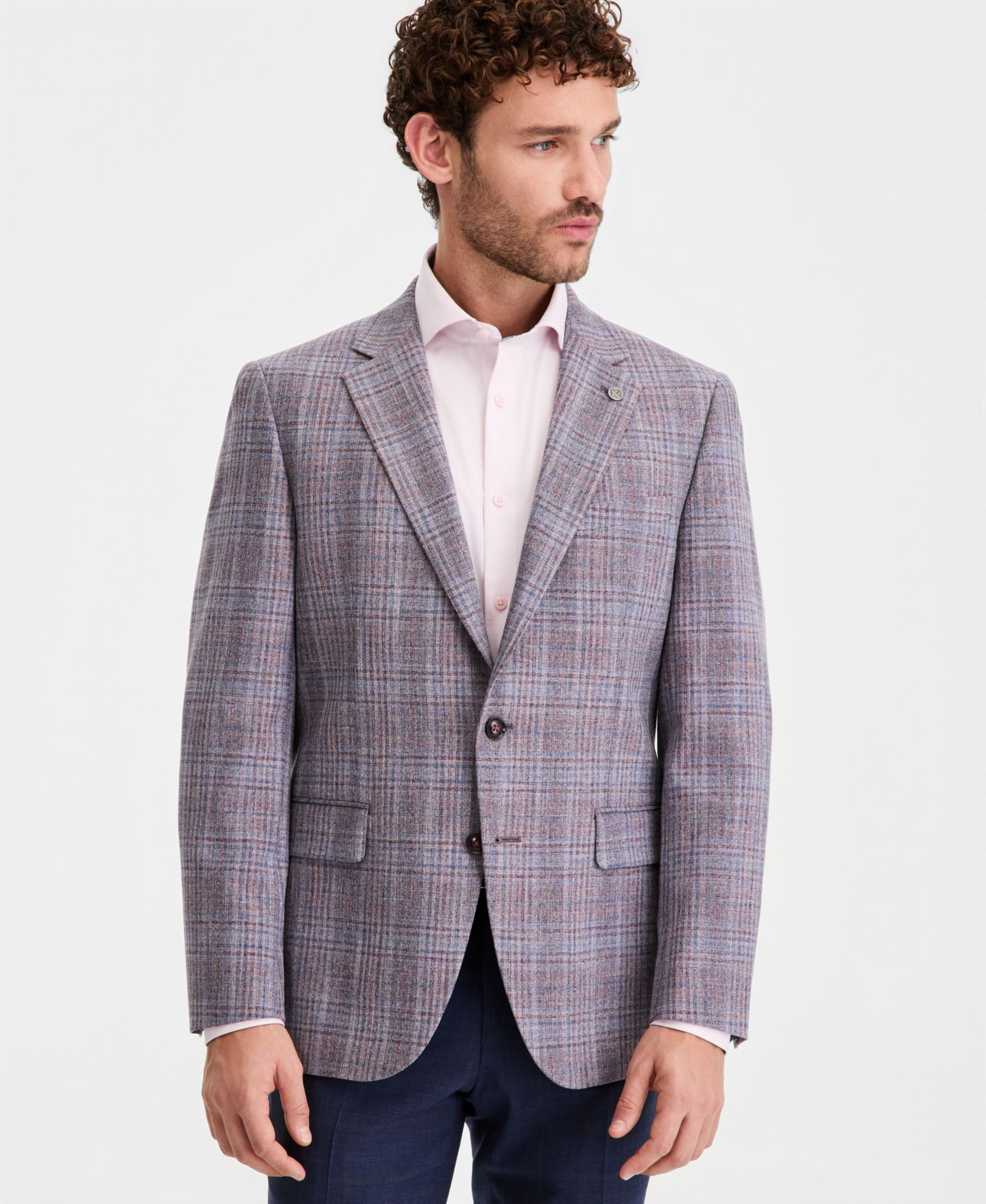Ted by Ted Baker Men's Purple Plaid Modern-Fit Blazer