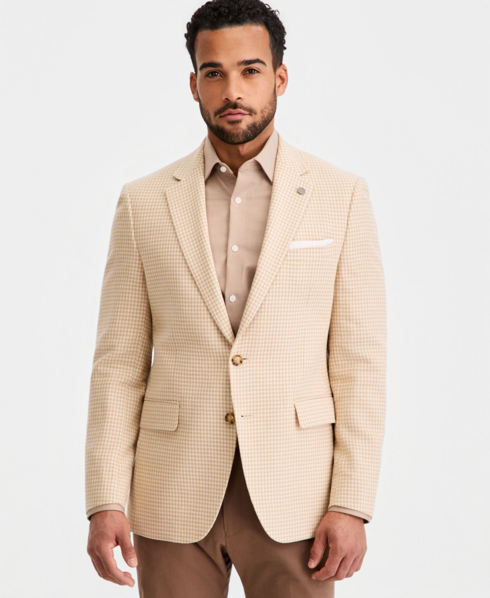 Мужской блейзер Ted by Ted Baker Tan Mini Check Modern-Fit