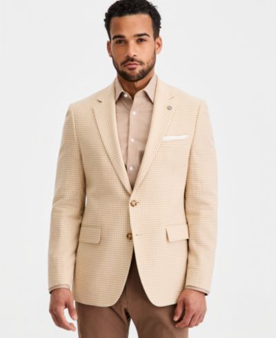 Ted by Ted Baker Men's Tan Mini Check Modern-Fit Blazer