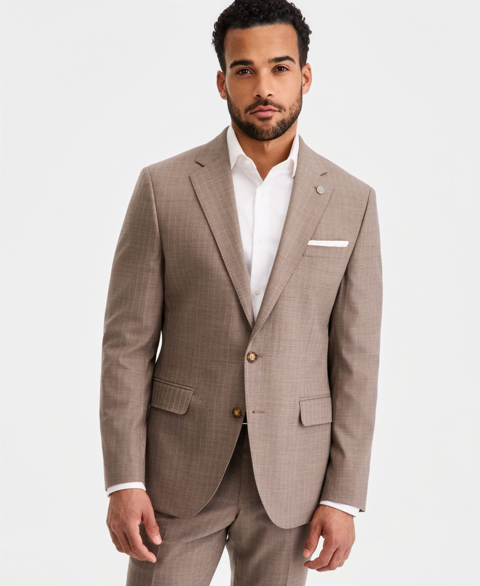 Мужской пиджак Ted by Ted Baker Modern-Fit Wool-Blend Tan Pinstripe Suit Separates Jacket