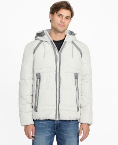 GUESS Men's Hooded Ripstop Puffer Jacket