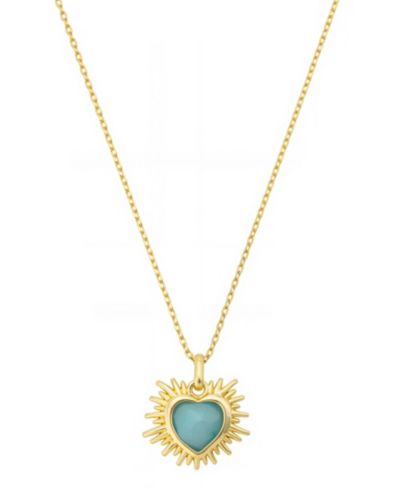 Unwritten Cubic Zirconia And Amazonite Stone Heart Pendant Necklace