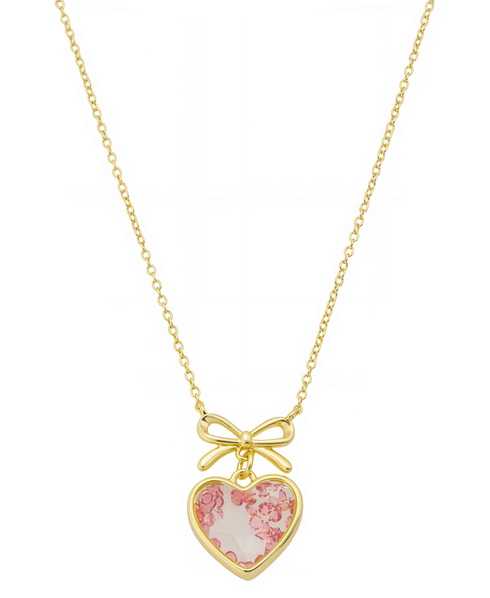 Ожерелье Unwritten Light Pink Rose Cubic Zirconia Heart Shaker With Bow с удлинителем
