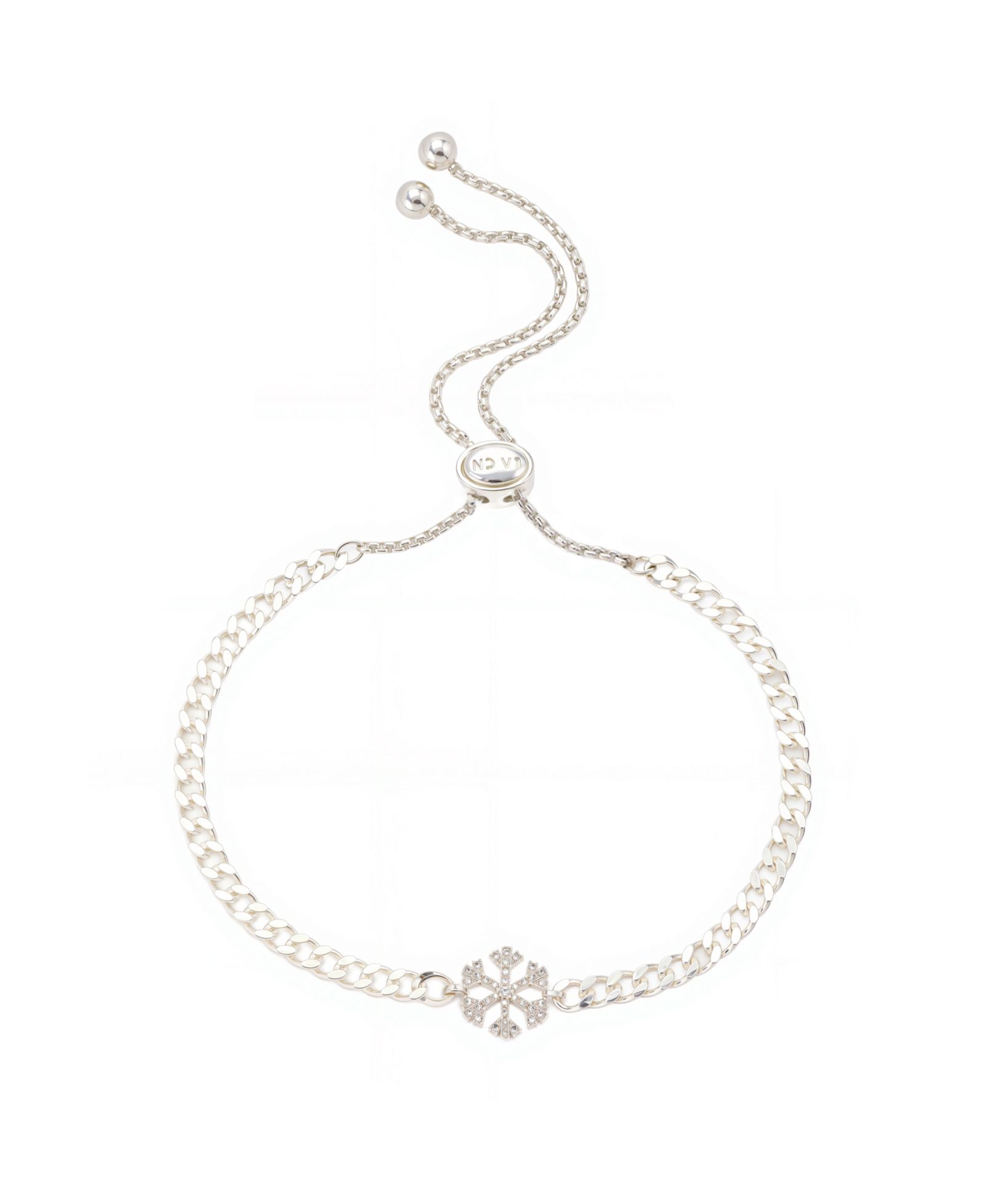 Unwritten Cubic Zirconia Snowflake Adjustable Bolo Bracelet