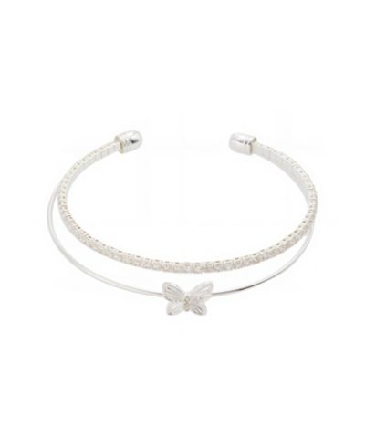 Unwritten Cubic Zirconia And Crystal Butterfly Cuff Bracelet