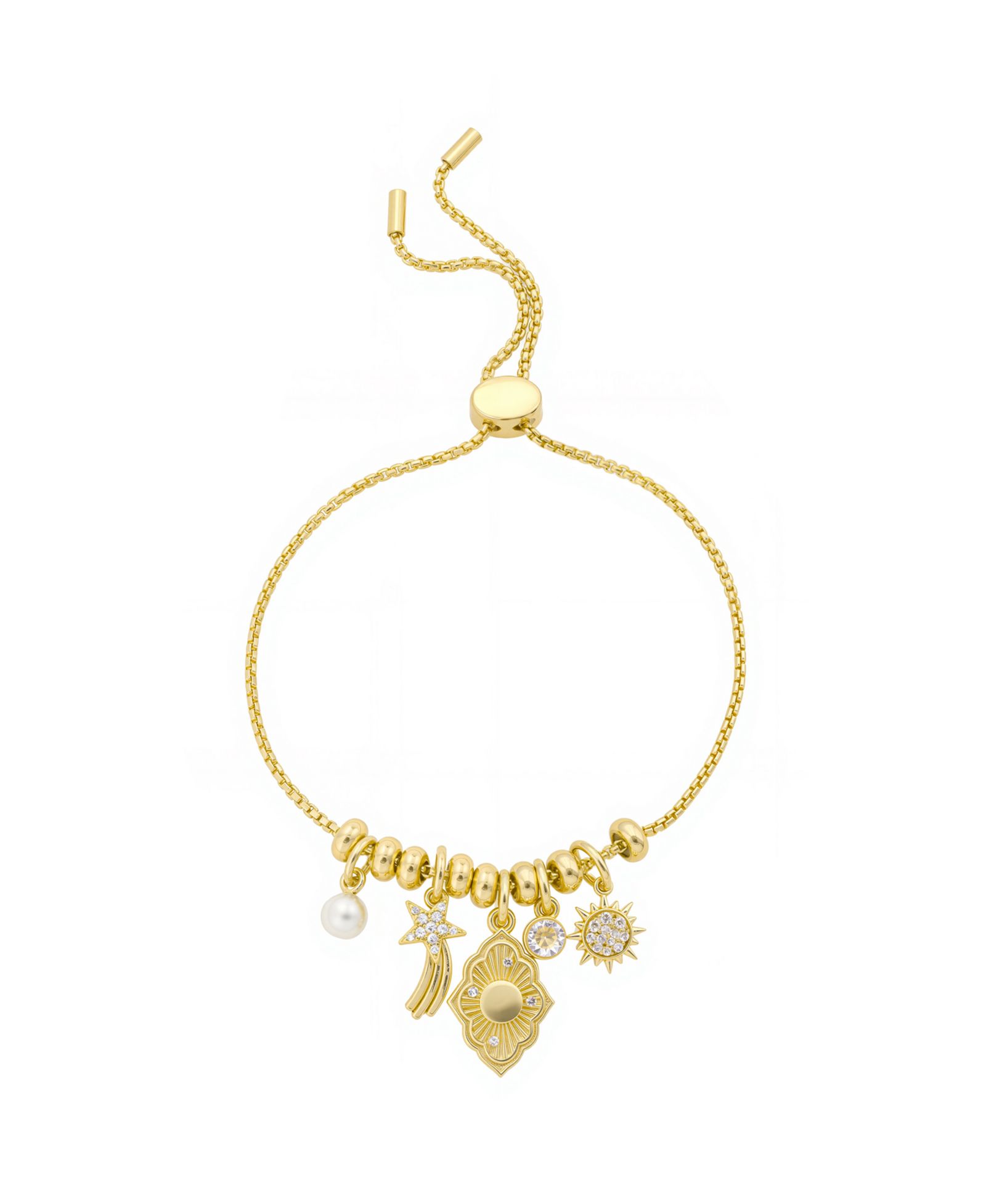 Unwritten Cubic Zirconia And Crystal Charm Adjustable Bolo Bracelet
