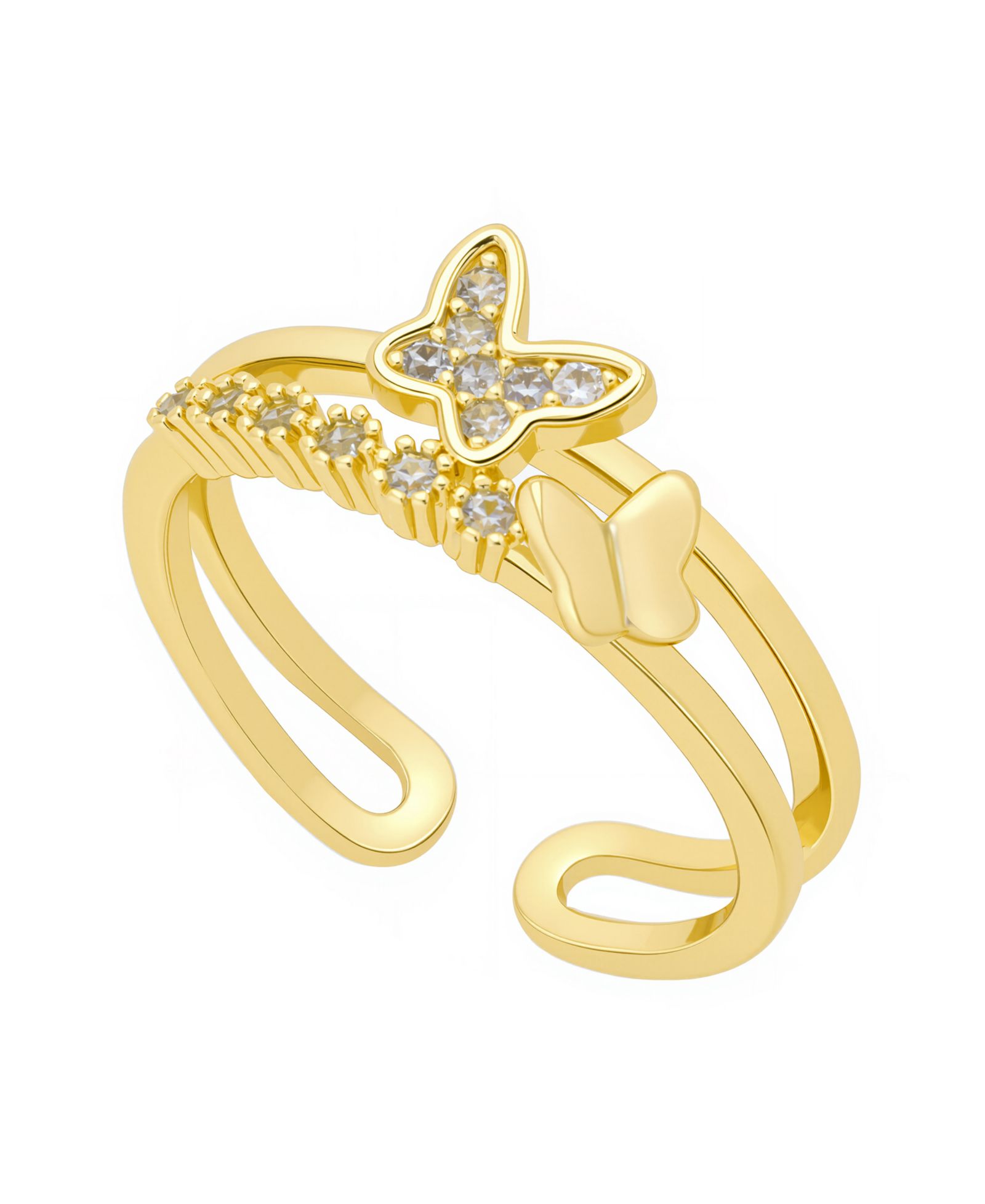 Unwritten кольцо в виде бабочки с кубическим цирконием и позолотой 14k