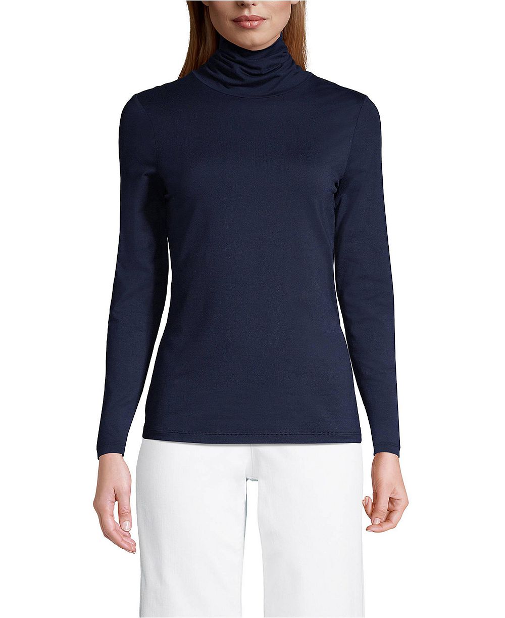 Lands' End Women's Tall Lightweight Jersey Skimming Long Sleeve Turtleneck