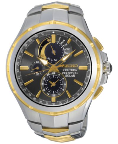 Seiko Men's Solar Chronograph Coutura Two-Tone Stainless Steel Bracelet Watch 44mm SSC376