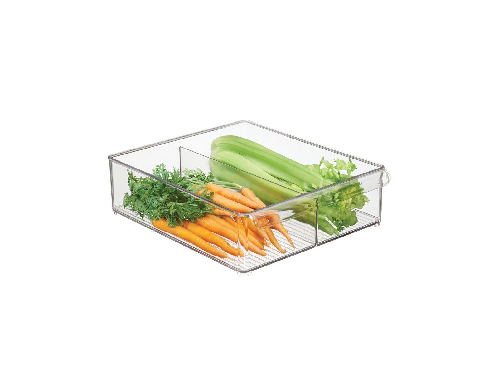 iDesign Divided Plastic Pantry Bin with Handle, Clear, Made in USA
