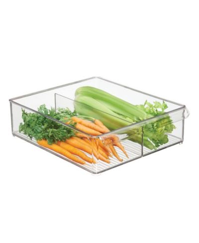 iDesign Divided Plastic Pantry Bin with Handle, Clear, Made in USA
