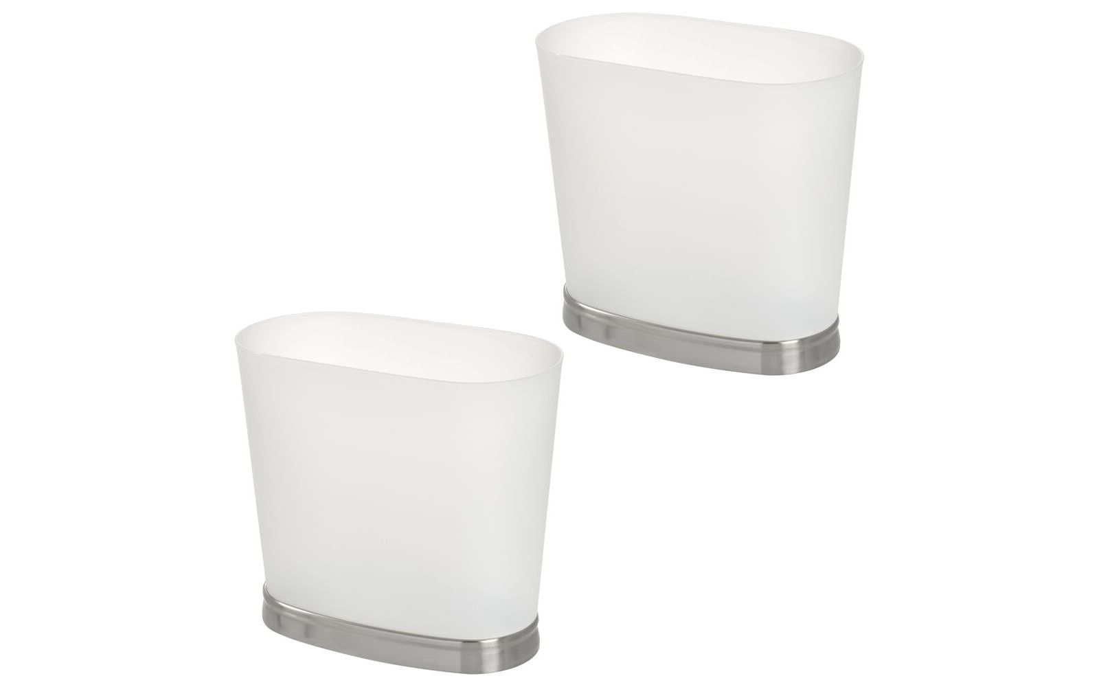 iDesign Oval Bathroom Trash Can, Set of 2, Frost/Brushed Nickel, Made in USA