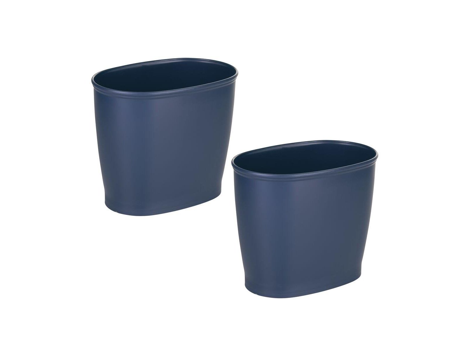 Oval 2.1 Gallon / 8 Liter Plastic Trash Can, 2-Pack, Navy, Made in USA