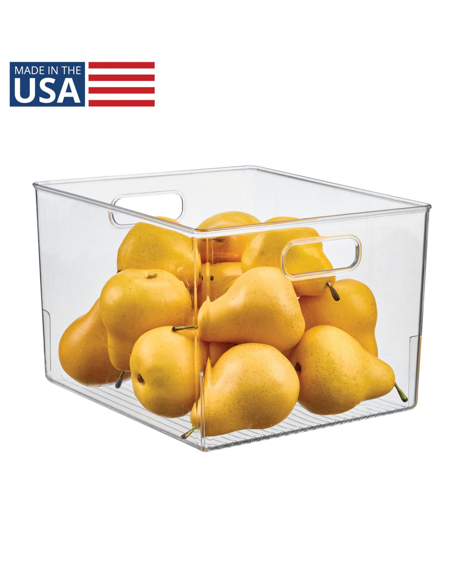 iDesign Storage Bin with Handles for Kitchen, Bathroom, or Home Office, Clear, Made in USA