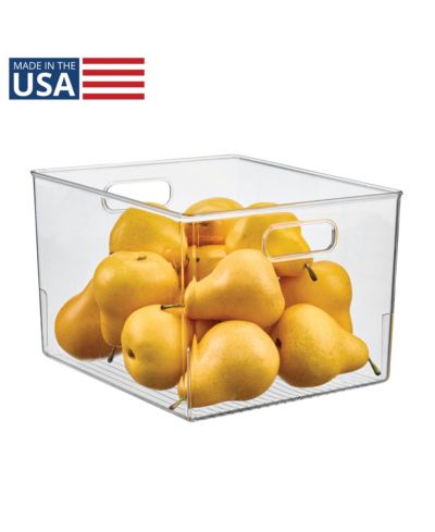iDesign Storage Bin с Handles для Kitchen Bathroom или Home Office Clear