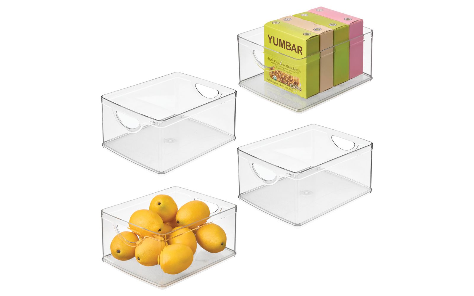 iDesign Set of 4 Stackable Pantry Storage Bin with Handles