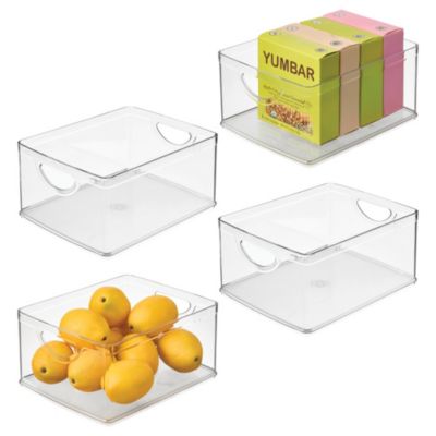 iDesign Set of 4 Stackable Pantry Storage Bin with Handles