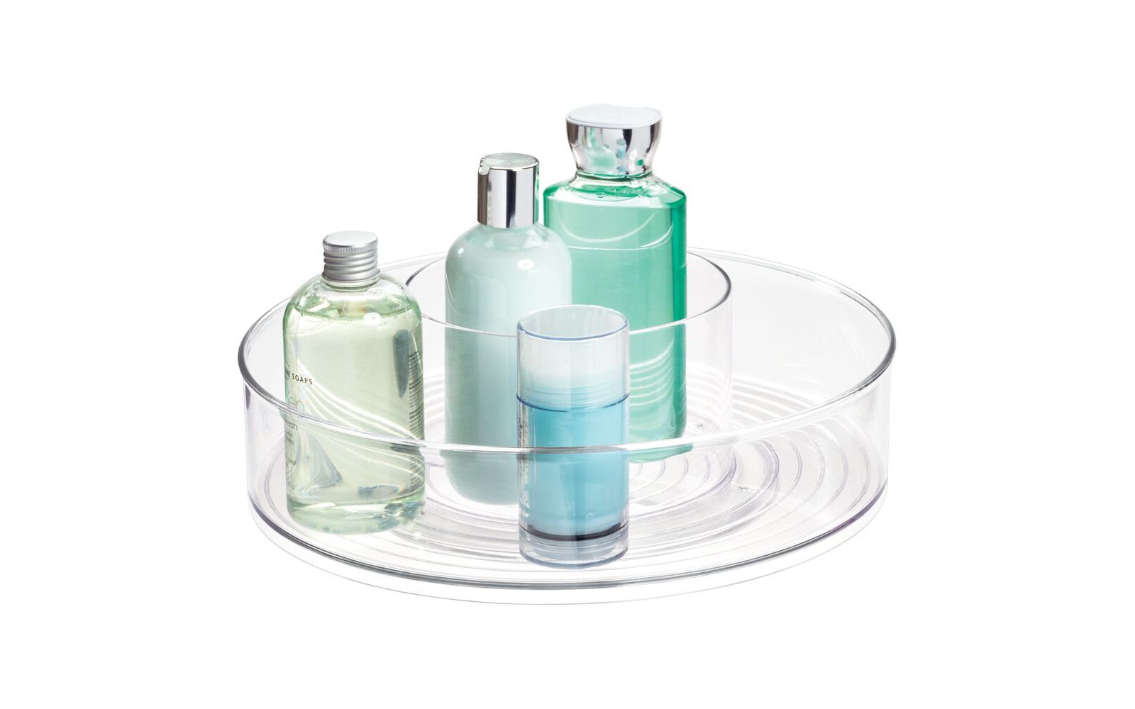 iDesign 12-inch Divided Lazy Susan for Bathroom Storage - Clear