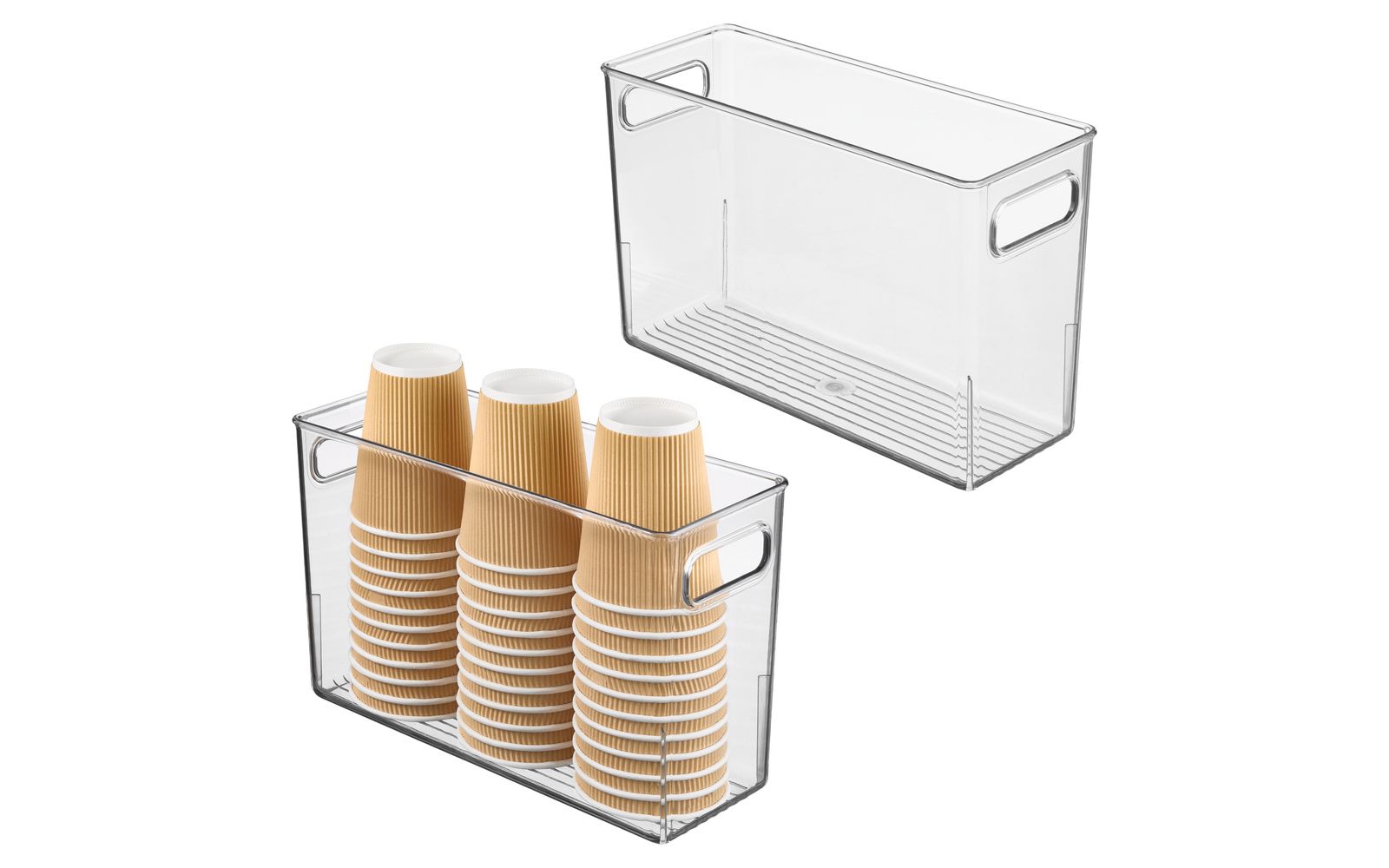 iDesign Plastic Storage Bin with Handles - Set of 2 - Clear - Made in USA