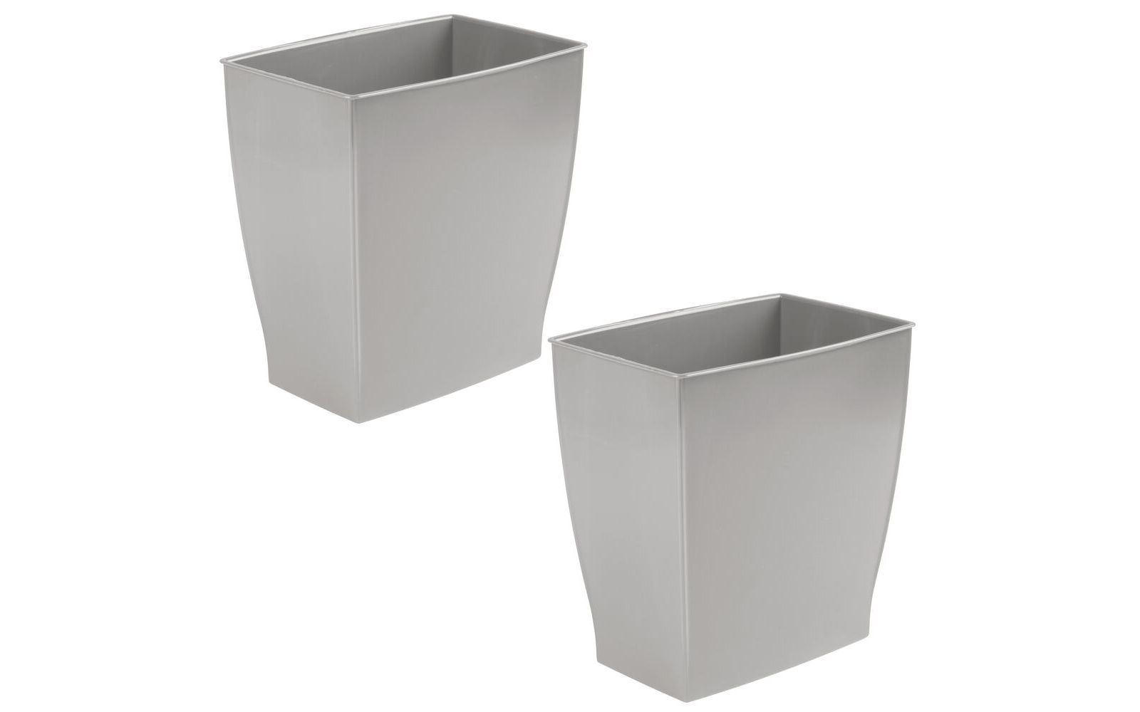 iDesign Rectangular Trash Can, 2.5 Gallon / 9.5 Liter, 2-Pack, Gray, Made in USA