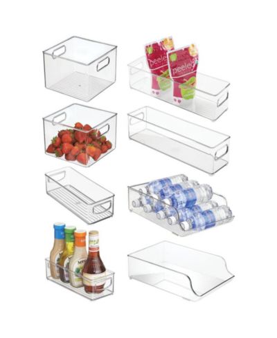 Набор контейнеров для хранения iDesign Fridge Storage Bin с держателем для бутылок, 8 шт., Clear, Made in USA
