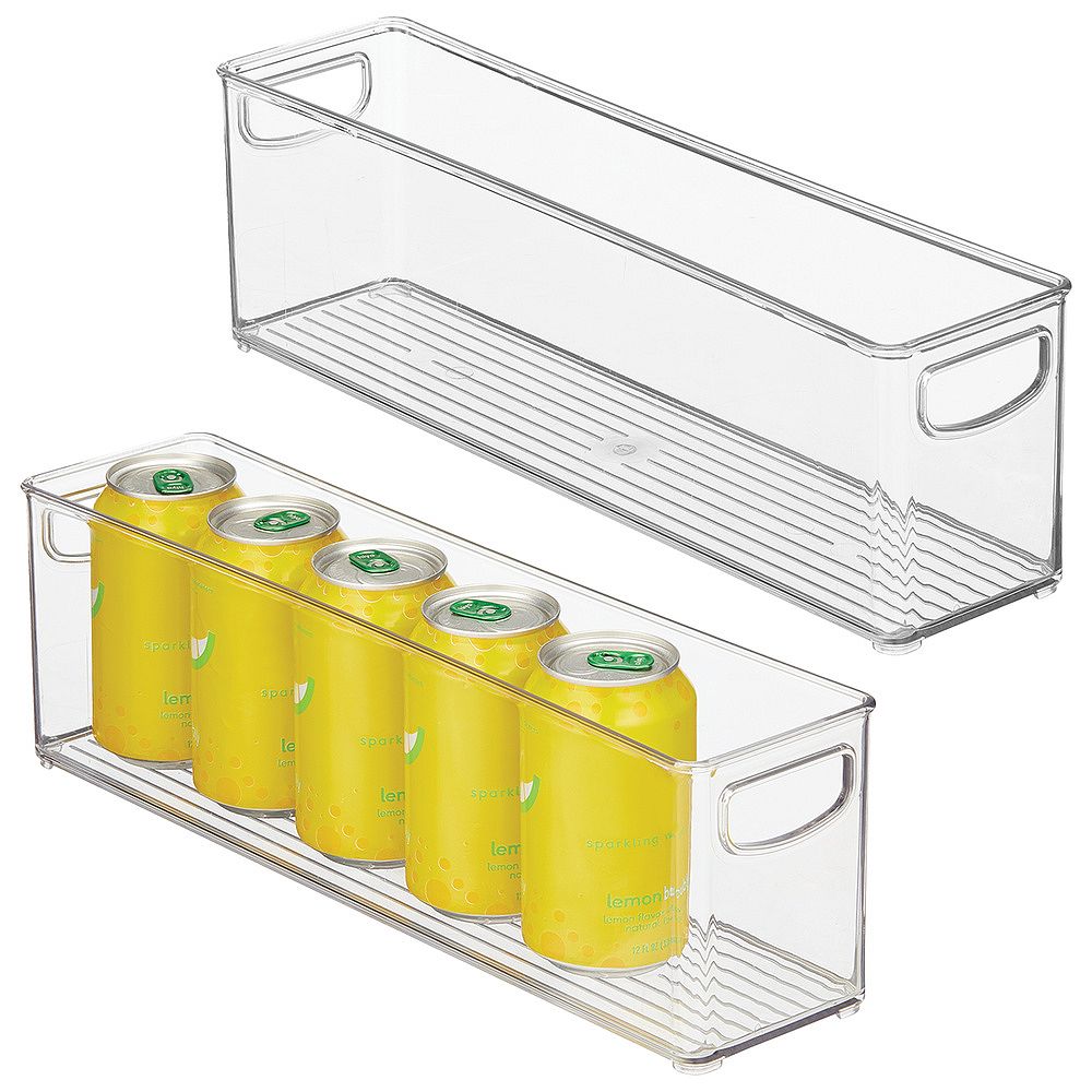 iDesign Plastic Stackable Pantry Bin with Handles, Set of 2, Clear, Made in USA
