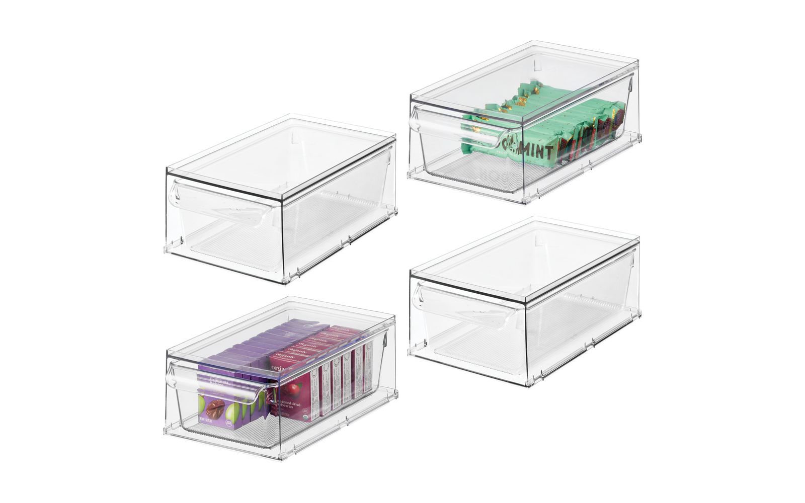 iDesign Stackable Kitchen Storage Drawer - Set of 4 - Clear