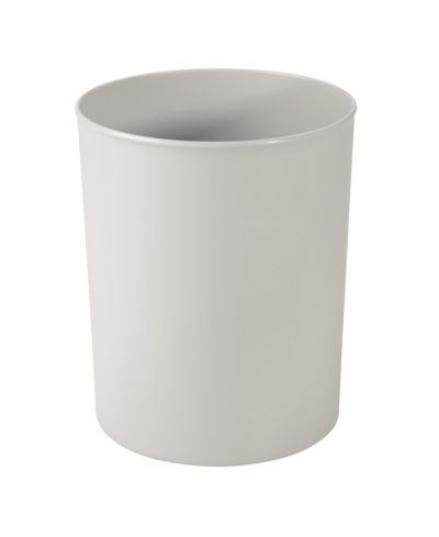 iDesign Small Round Plastic Bathroom Trash Can - Light Gray