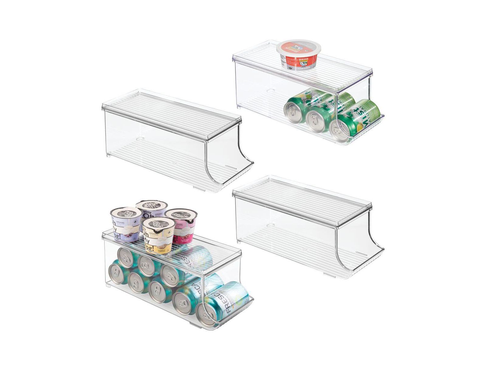 iDesign Soda Can Organizer with Lid for Pantry - Set of 4 - Clear - Made in USA