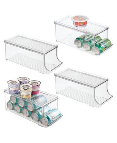 iDesign Soda Can Organizer with Lid for Pantry - Set of 4 - Clear - Made in USA