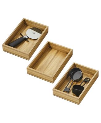 iDesign Acacia Wood Kitchen Drawer Organizer - Set of 3 - Natural