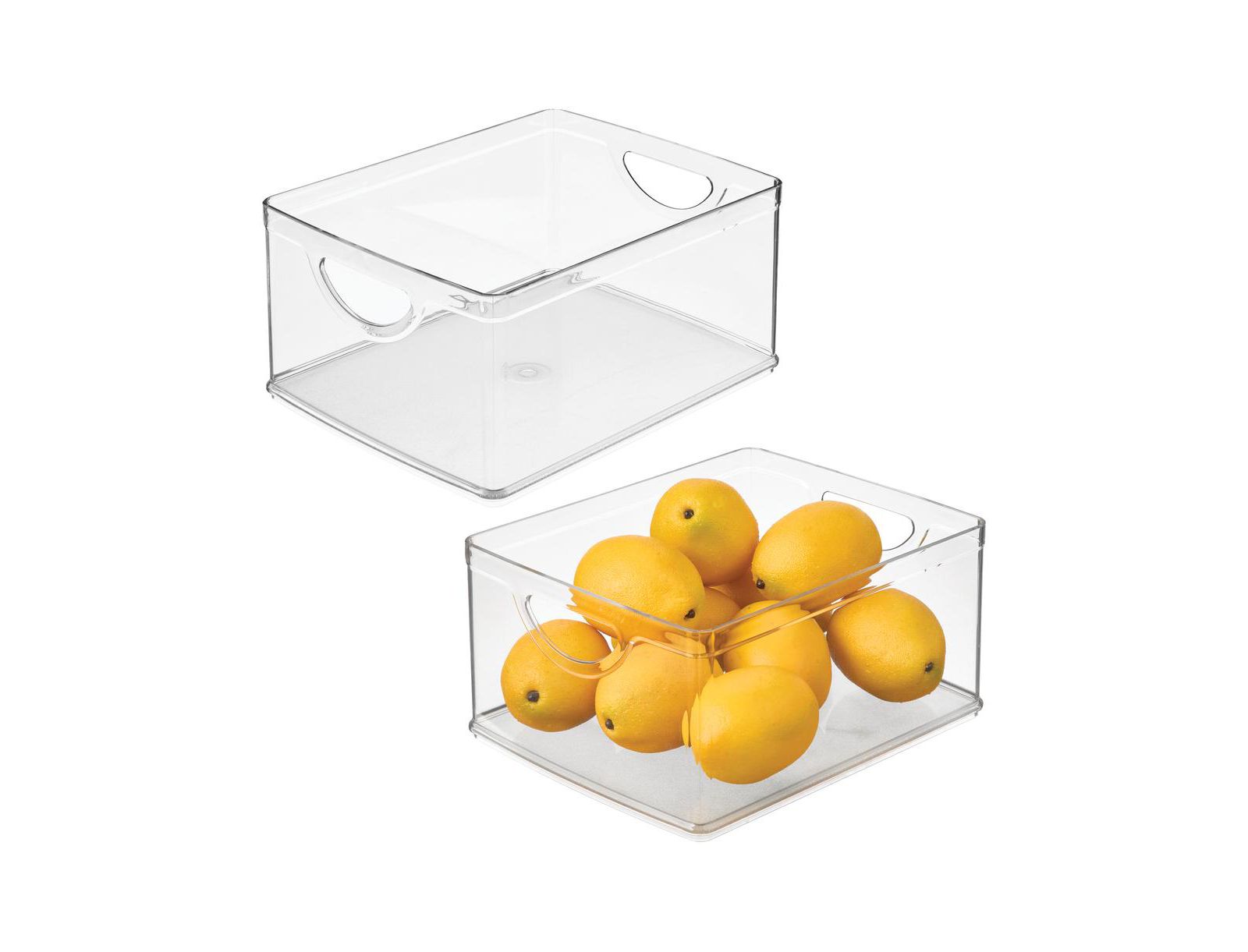 iDesign Stackable Pantry Storage Bin with Handles, Set of 2, Clear, Made in USA